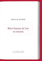 Couverture du livre « Breve histoire de l'art en sonnets » de Denis De Rudder aux éditions Lettre Volee