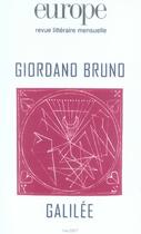 Couverture du livre « Revue Europe N.937 ; Giordano Bruno, Galilée » de  aux éditions Revue Europe