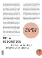 Couverture du livre « De la discrétion : être ou ne pas être socialement visible » de Philippe Merlier aux éditions Bord De L'eau