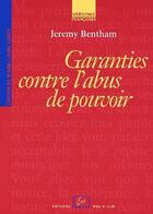 Couverture du livre « Garanties contre l'abus de pouvoir » de Jeremy Bentham aux éditions Editions Rue D'ulm