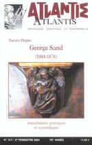 Couverture du livre « Revue Atlantis N.417 ; George Sand (1804-1876) ; Miscellanées Poétiques Et Scientifiques » de Revue Atlantis aux éditions Atlantis