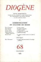 Couverture du livre « Diogene 68 » de Collectifs Gallimard aux éditions Gallimard