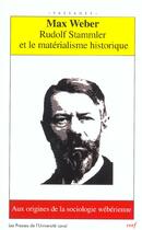 Couverture du livre « Rudolf Stammler et le matérialisme historique » de Max Weber aux éditions Cerf