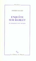 Couverture du livre « Enquête sur Hamlet » de Pierre Bayard aux éditions Minuit