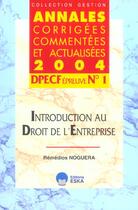 Couverture du livre « Introduction droit d.entreprise dpecf 1 » de Remedios Noguera aux éditions Eska
