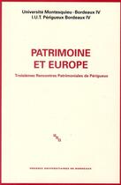 Couverture du livre « Patrimoine et Europe » de  aux éditions Pu De Bordeaux