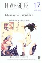 Couverture du livre « L'humour et l'implicite ; hommage à Raymond Devos » de Judith Stora-Sandor aux éditions Maison Des Sciences De L'homme