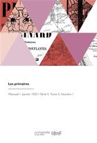 Couverture du livre « Les primaires » de Belliard Camille aux éditions Hachette Bnf