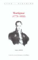 Couverture du livre « Martignac 1778-1832 » de Fabrice Boyer aux éditions Cths Edition