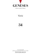 Couverture du livre « Geneses n 34 - varia » de Nicolas Mariot aux éditions Belin