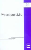 Couverture du livre « Procédure civile » de E. Verges aux éditions Pu De Grenoble