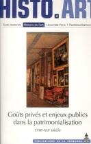 Couverture du livre « Gouts prives et enjeux publics dans la patrimonialisation (xviiie-xxie siecle) » de Poulot/Cerezales aux éditions Editions De La Sorbonne