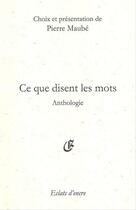 Couverture du livre « Ce que disent les mots » de Pierre Maube aux éditions Eclats D'encre