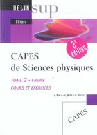 Couverture du livre « Capes science physique t2 chimie 3e edit (2e édition) » de Bach / Volet / Buet aux éditions Belin