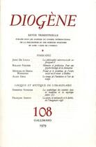 Couverture du livre « Diogene 108 » de Collectifs Gallimard aux éditions Gallimard
