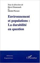 Couverture du livre « Environnement et populations : La durabilité en question » de  aux éditions L'harmattan