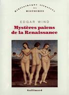 Couverture du livre « Mysteres paiens de la renaissance » de Wind Edgar aux éditions Gallimard