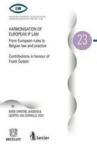 Couverture du livre « Harmonisation of European IP law ; from European rules to Belgian law and practice ; contributions in honour of Frank Gotzen » de Marie-Christine Janssens et Geertrui Van Overwalle aux éditions Bruylant