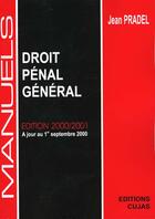 Couverture du livre « Droit penal general (ed.2000/2001) » de Jean Pradel aux éditions Cujas