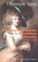 Couverture du livre « Une anglaise témoin de la révolution française (1792-1795) » de  aux éditions Jacqueline Chambon