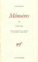 Couverture du livre « Mémoires t.3 ; 1763-1774 » de Giacomo Casanova aux éditions Gallimard