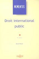 Couverture du livre « Droit International Public ; 16e Edition » de David Ruzie aux éditions Dalloz
