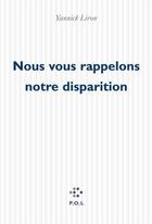 Couverture du livre « Nous vous rappelons notre disparition » de Yannick Liron aux éditions P.o.l