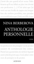 Couverture du livre « Anthologie personnelle ; 1921-1983 » de Nina Berberova aux éditions Editions Actes Sud