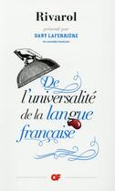 Couverture du livre « De l'universalité de la langue française » de Antoine De Rivarol aux éditions Flammarion