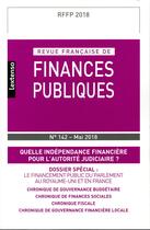 Couverture du livre « Revue francaise de finances publiques n 142 mai 2018 » de  aux éditions Lgdj