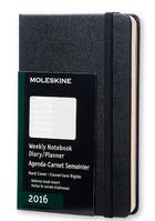 Couverture du livre « Agenda semainier carnet 2016 poche noir couverture rigide » de  aux éditions Moleskine