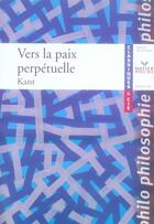 Couverture du livre « Vers la paix perpétuelle » de Emmanuel Kant aux éditions Hatier