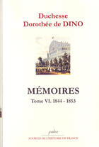 Couverture du livre « Mémoires t.6 (1844-1853) » de Dorothee De Dino aux éditions Paleo