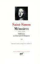Couverture du livre « Mémoires, additions au journal de Dangeau Tome 3 » de Claude-Henri De Saint-Simon aux éditions Gallimard