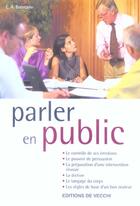 Couverture du livre « Parler en public » de Brentano aux éditions De Vecchi