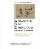 Couverture du livre « Revue française de pédagogie, n° 196/2016 : Apprendre à lire et à écrire au cours préparatoire : enseignements d'une recherche collective » de Roland Goigoux aux éditions Ens Lyon