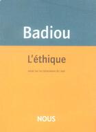 Couverture du livre « L' ethique » de Alain Badiou aux éditions Nous