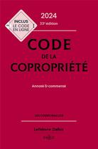 Couverture du livre « Code de la copropriété : annoté et commenté (édition 2024) » de Yves Rouquet et Moussa Thioye aux éditions Dalloz