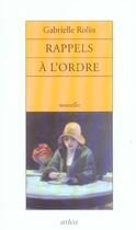 Couverture du livre « Rappels A L'Ordre » de Gabrielle Rolin aux éditions Arlea