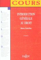 Couverture du livre « Introduction Generale Au Droit » de Remy Cabrillac aux éditions Dalloz