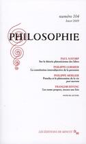 Couverture du livre « Revue Philosophie Minuit T.104 » de  aux éditions Minuit