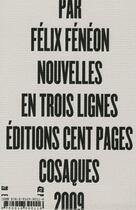 Couverture du livre « Nouvelles en trois lignes » de Felix Feneon aux éditions Cent Pages