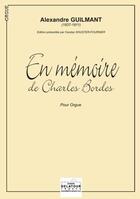 Couverture du livre « En memoire de charles bordes pour orgue » de Guilmant Alexandre aux éditions Delatour