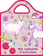 Couverture du livre « Lama licorne ; ma valisette d'activités ; 50 stickers » de Madeleine et Pimchou aux éditions Cerf Volant