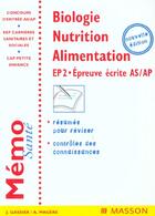 Couverture du livre « Biologie nutrition alimentation ; 2e edition 2001 » de Gassier aux éditions Elsevier-masson