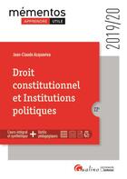 Couverture du livre « Droit constitutionnel et institutions politiques (édition 2019/2020) » de Jean-Claude Acquaviva aux éditions Gualino