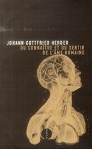 Couverture du livre « Du connaître et du sentir de l'âme humaine ; observations et rêves » de Johann-Gottfried Von Herder aux éditions Allia