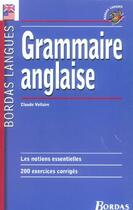 Couverture du livre « Grammaire anglaise » de Claude Vollaire aux éditions Bordas