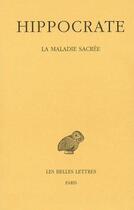 Couverture du livre « Maladie sacrée Tome 2-3 » de Hippocrate aux éditions Belles Lettres