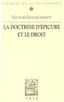 Couverture du livre « La doctrine d'Epicure et le droit » de Victor Goldschmidt aux éditions Vrin